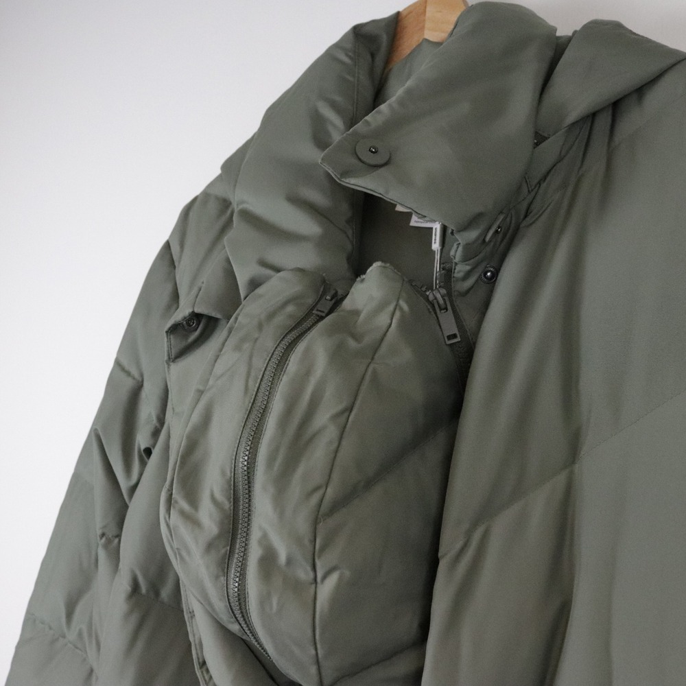 NWT Seraphine Green 3-In-1 Long Chevron Puffer Maternity Coat 12 Babywearing - Picture 5 of 16